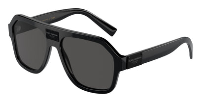 DOLCE & GABBANA DG4433 Pilot Sunglasses  501/87-Black 58-145-16 - Color Map Black
