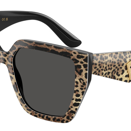 DOLCE & GABBANA DG4438 Square Sunglasses  316387-Leo Brown On Black 55-145-17 - Color Map Brown