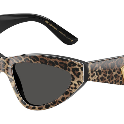DOLCE & GABBANA DG4439 Cat Eye Sunglasses  316387-Leo Brown On Black 55-145-18 - Color Map Brown
