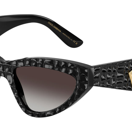 DOLCE & GABBANA DG4439 Cat Eye Sunglasses  32888G-Black Texture Cocco 55-145-18 - Color Map Black