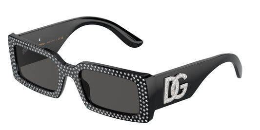 DOLCE & GABBANA DG4447B Rectangle Sunglasses  501/87-Black 53-140-20 - Color Map Black