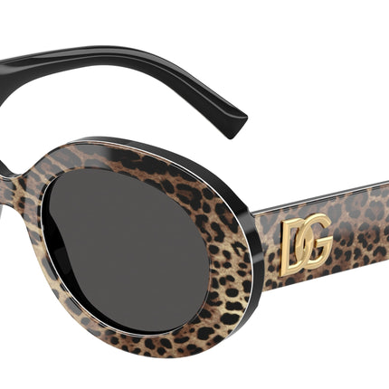 DOLCE & GABBANA DG4448 Oval Sunglasses  316387-Top Leo On Black 51-145-20 - Color Map Black