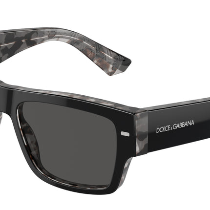 DOLCE & GABBANA DG4451 Rectangle Sunglasses  340387-Black On Grey Havana 57-145-15 - Color Map Black