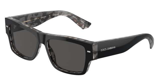 DOLCE & GABBANA DG4451 Rectangle Sunglasses  340387-Black On Grey Havana 57-145-15 - Color Map Black