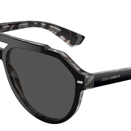 DOLCE & GABBANA DG4452 Pilot Sunglasses  340387-Black On Grey Havana 60-145-13 - Color Map Black