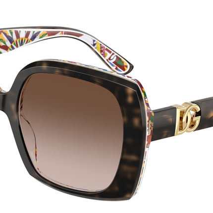 DOLCE & GABBANA DG4475 Square Sunglasses  321713-Havana On White Barrow 56-145-19 - Color Map Tortoise