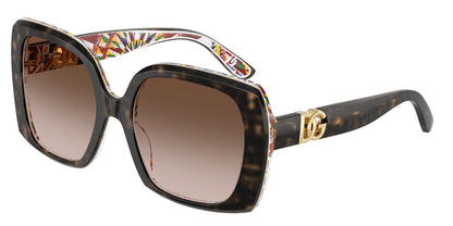 DOLCE & GABBANA DG4475 Square Sunglasses  321713-Havana On White Barrow 56-145-19 - Color Map Tortoise