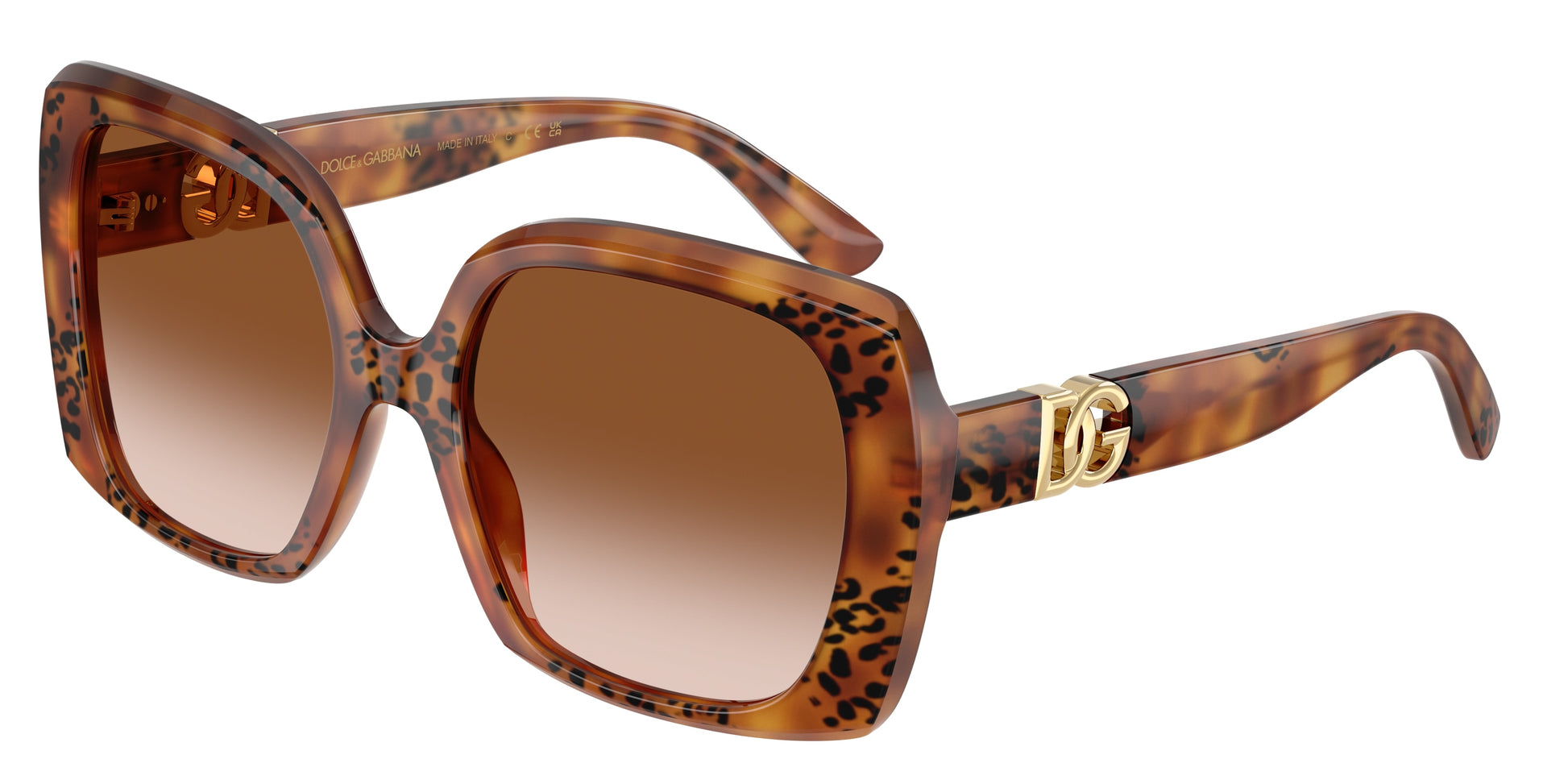 DOLCE & GABBANA DG4475 Square Sunglasses  338013-Havana Leo 56-145-19 - Color Map Tortoise