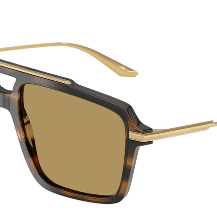 DOLCE & GABBANA DG4477 Pilot Sunglasses  344673-Striped Ochre 56-145-17 - Color Map Brown