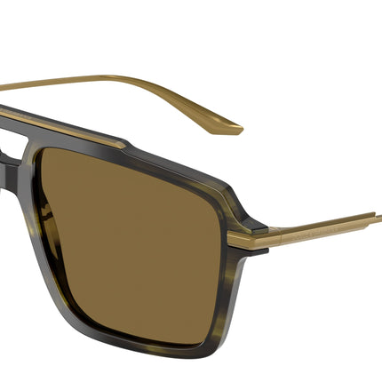 DOLCE & GABBANA DG4477 Pilot Sunglasses  3447S7-Striped Olive 56-145-17 - Color Map Green