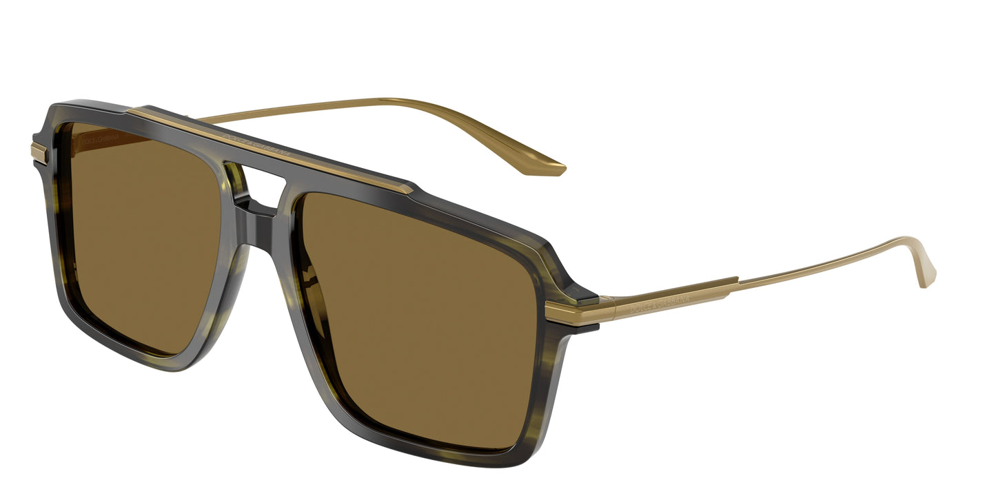 DOLCE & GABBANA DG4477 Pilot Sunglasses  3447S7-Striped Olive 56-145-17 - Color Map Green
