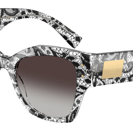 DOLCE & GABBANA DG4478F Cat Eye Sunglasses  32878G-Black Lace 53-140-20 - Color Map Black