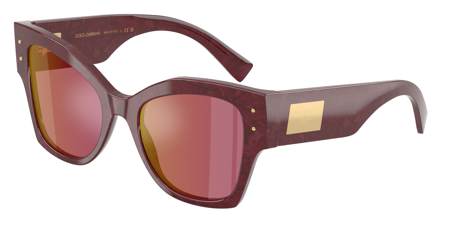 DOLCE & GABBANA DG4478F Cat Eye Sunglasses  3442D0-Bordeaux Lace 53-140-20 - Color Map Multicolor