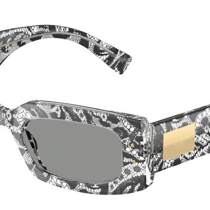 DOLCE & GABBANA DG4479 Rectangle Sunglasses  3287/1-Black Lace 55-140-20 - Color Map Black