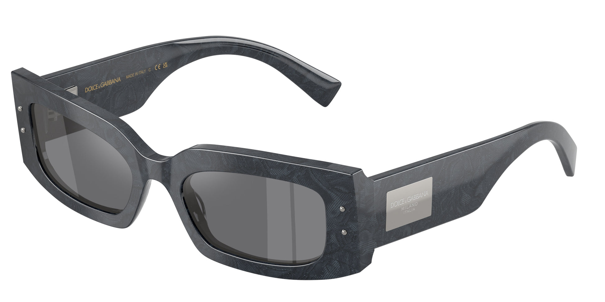 DOLCE & GABBANA DG4479 Rectangle Sunglasses  34416V-Grey Lace 55-140-20 - Color Map Multicolor