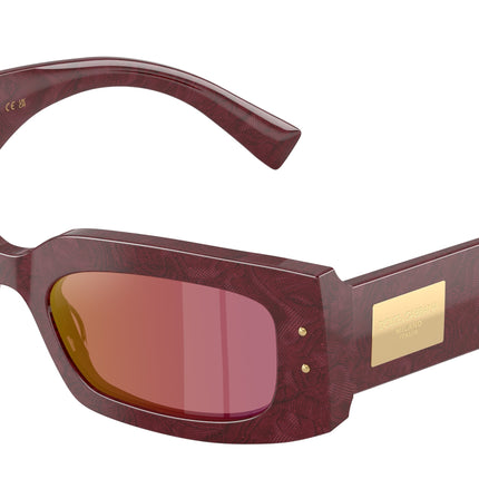 DOLCE & GABBANA DG4479 Rectangle Sunglasses  3442D0-Bordeaux Lace 55-140-20 - Color Map Multicolor