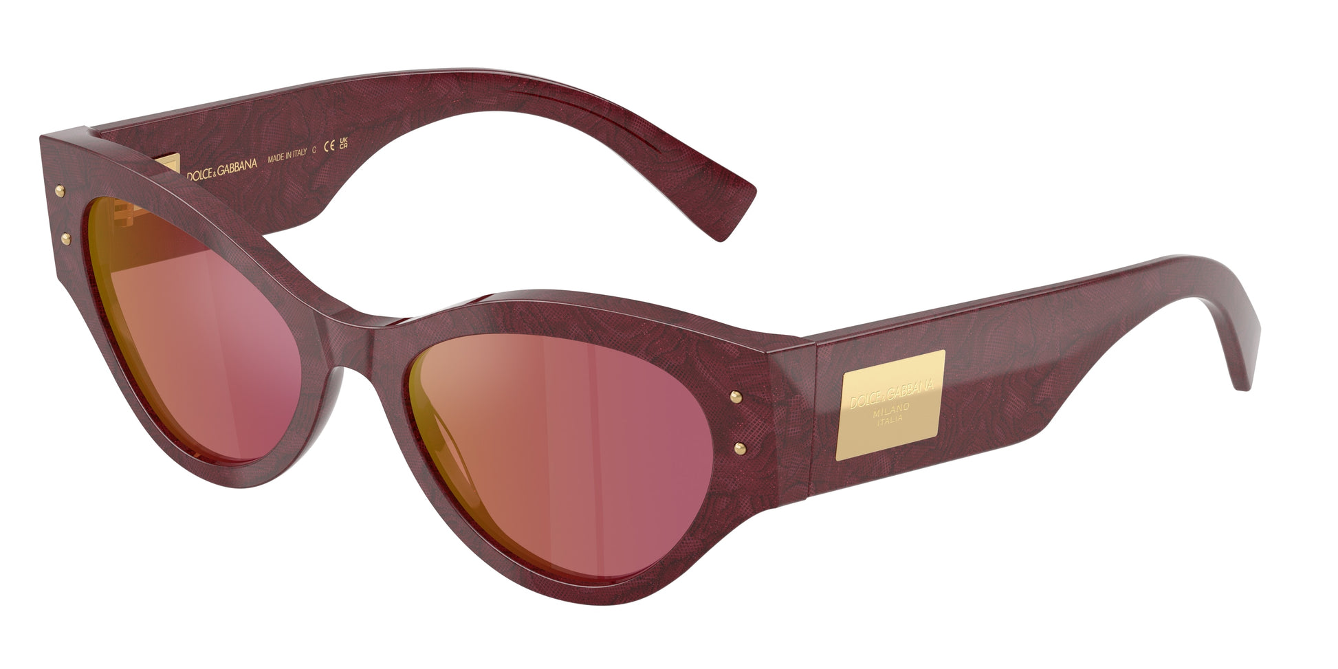 DOLCE & GABBANA DG4480 Butterfly Sunglasses  3442D0-Bordeaux Lace 53-140-19 - Color Map Multicolor