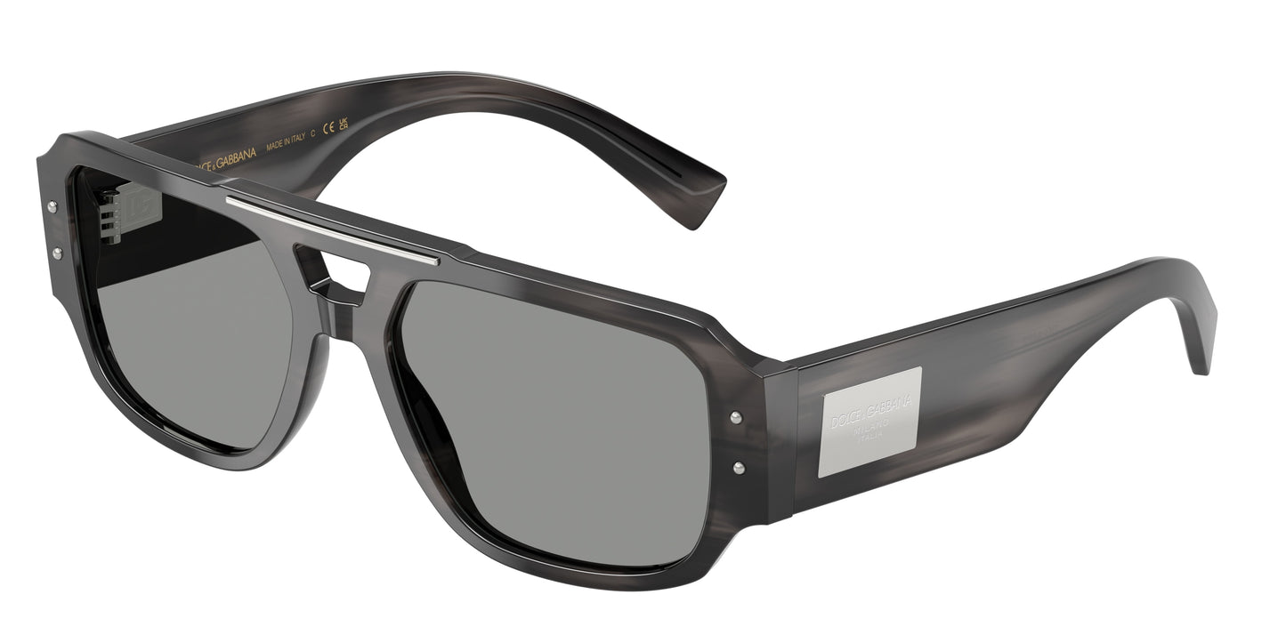 DOLCE & GABBANA DG4482 Pilot Sunglasses  3440/1-Striped Grey 57-140-18 - Color Map Grey