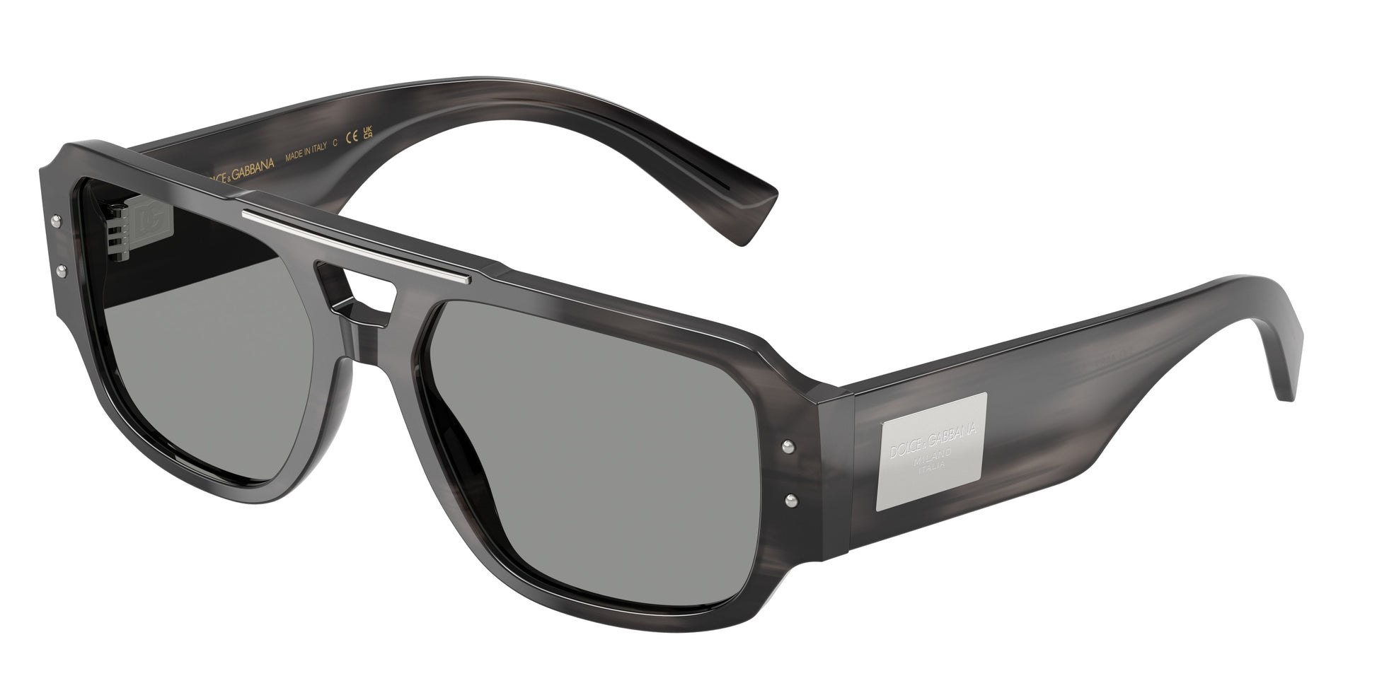 DOLCE & GABBANA DG4482 Pilot Sunglasses  3440/1-Striped Grey 57-140-18 - Color Map Grey