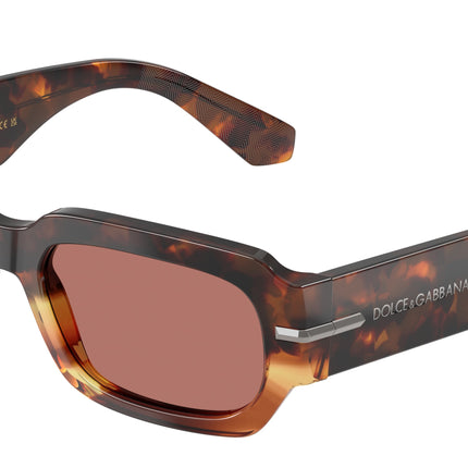 DOLCE & GABBANA DG4485F Rectangle Sunglasses  3438M6-Havana Warm Brown 54-145-19 - Color Map Brown