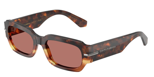 DOLCE & GABBANA DG4485F Rectangle Sunglasses  3438M6-Havana Warm Brown 54-145-19 - Color Map Brown