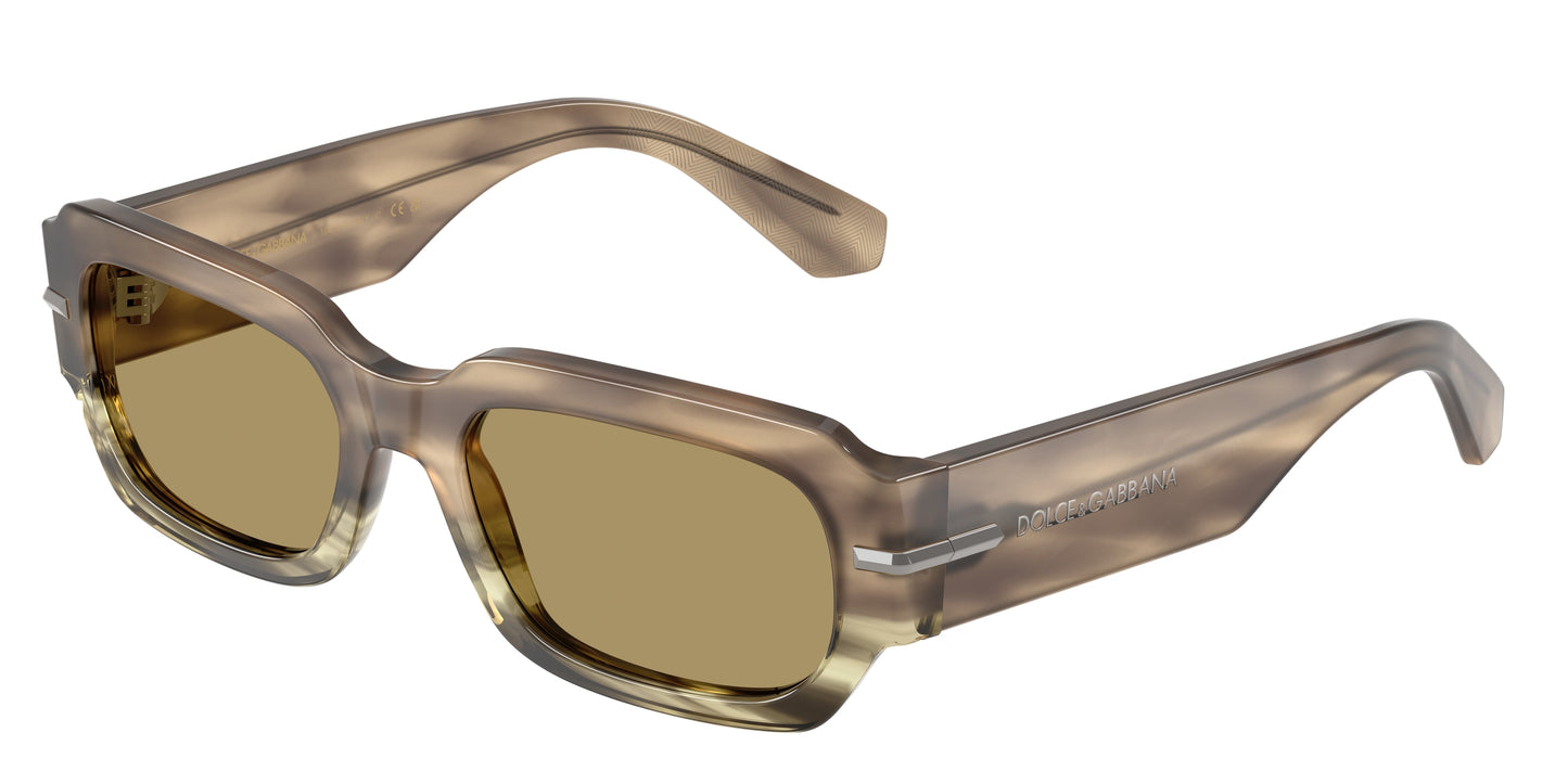 DOLCE & GABBANA DG4485 Rectangle Sunglasses  3439/2-Havana Green 54-145-19 - Color Map Brown