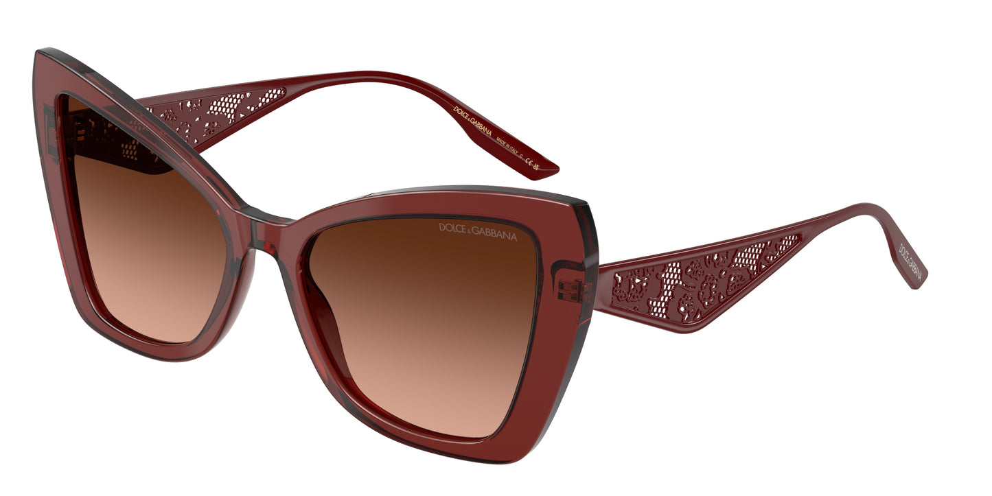 DOLCE & GABBANA DG4489 Cat Eye Sunglasses  30455M-Transparent Bordeaux 55-145-18 - Color Map Red