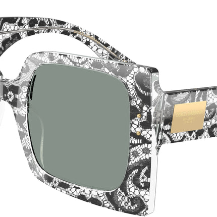 DOLCE & GABBANA DG4490 Square Sunglasses  3287/1-Black Lace 53-140-24 - Color Map Black