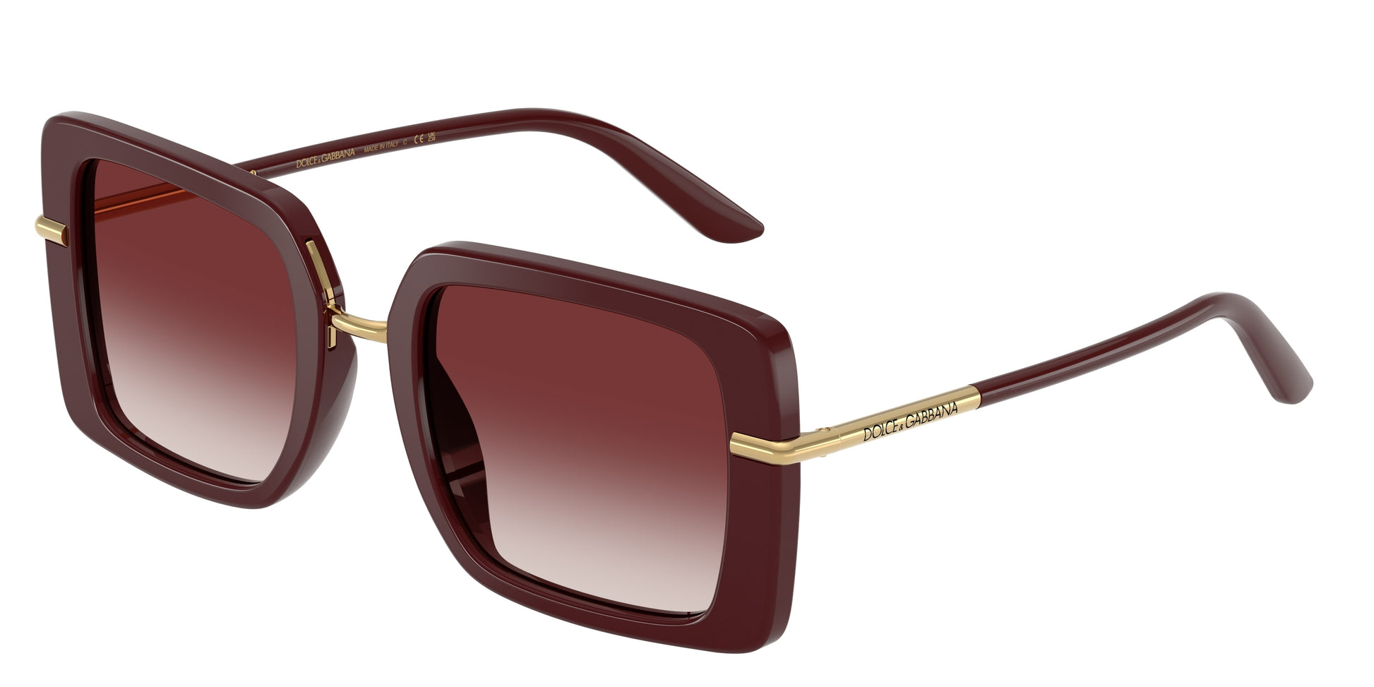 DOLCE & GABBANA DG4491 Square Sunglasses  30918H-Bordeaux 52-145-22 - Color Map Red