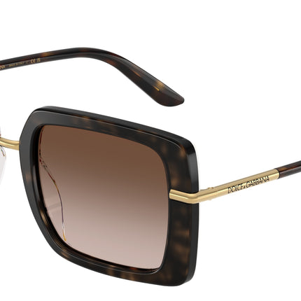 DOLCE & GABBANA DG4491 Square Sunglasses  321713-Havana On White Barrow 52-145-22 - Color Map Tortoise
