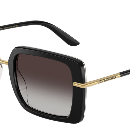 DOLCE & GABBANA DG4491 Square Sunglasses  32998G-Top Black On Leo 52-145-22 - Color Map Black