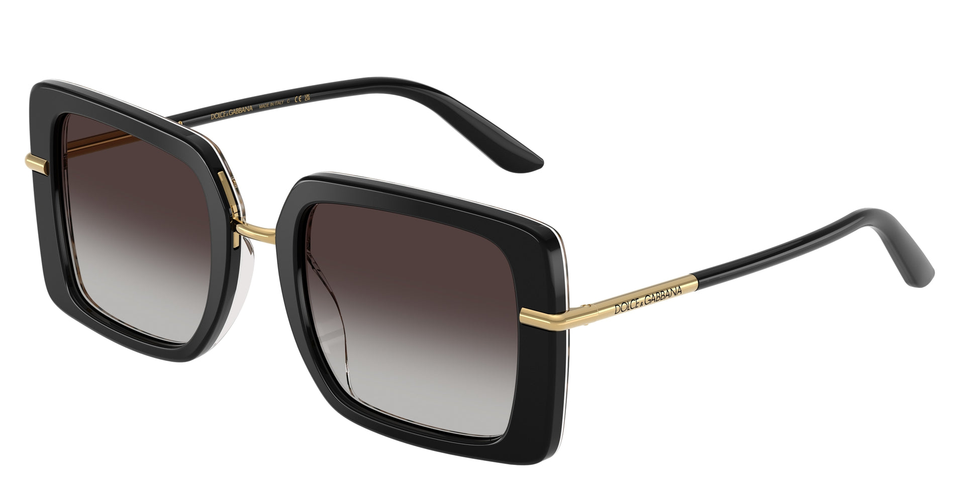 DOLCE & GABBANA DG4491 Square Sunglasses  32998G-Top Black On Leo 52-145-22 - Color Map Black