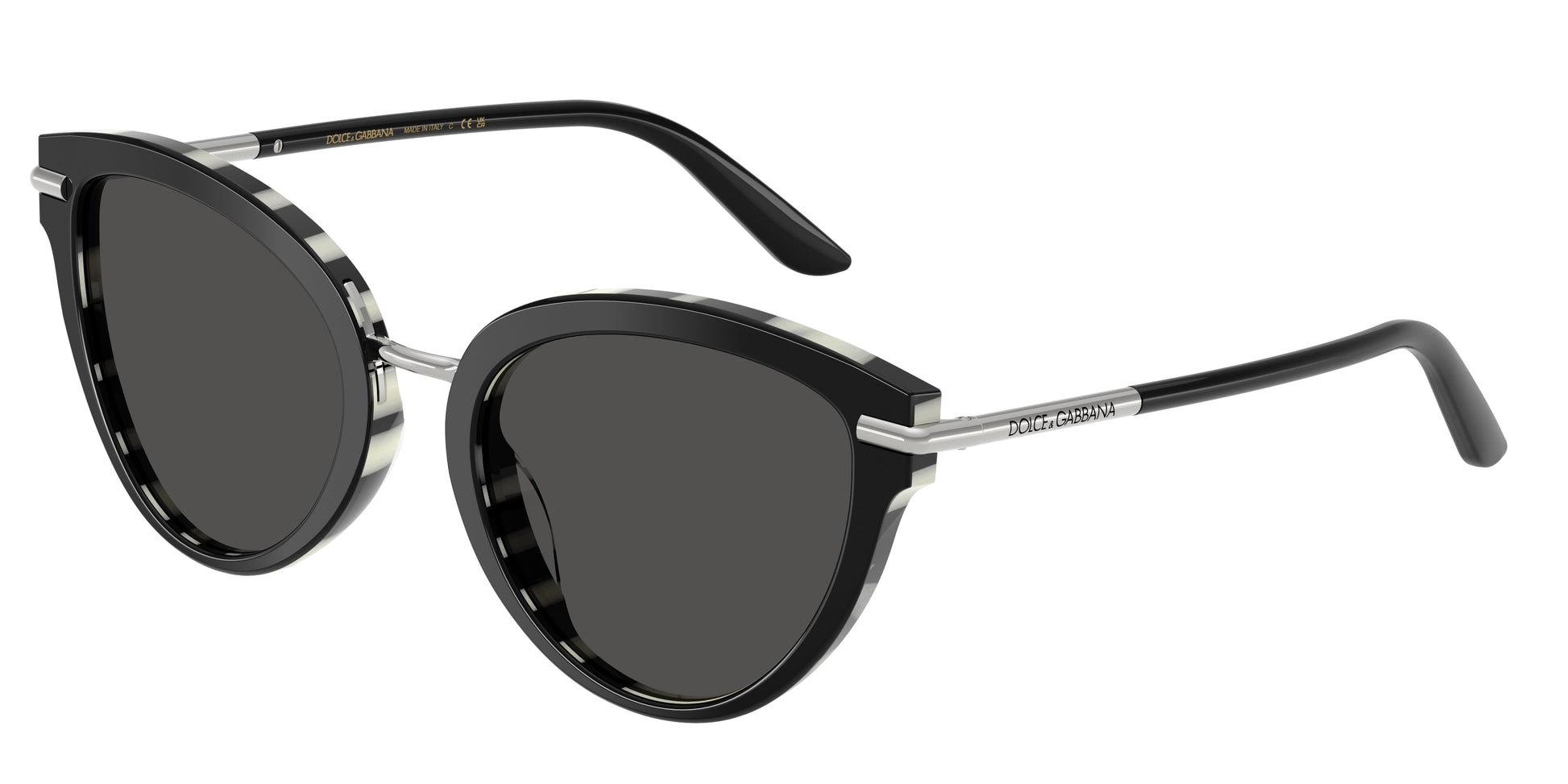 DOLCE & GABBANA DG4492 Butterfly Sunglasses  33728G-Top Black On Zebra 55-145-21 - Color Map Black