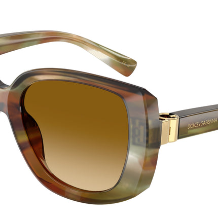 DOLCE & GABBANA DG4495 Square Sunglasses  34462L-Striped Ochre 56-140-18 - Color Map Brown