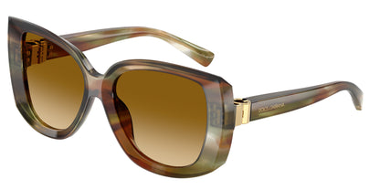 DOLCE & GABBANA DG4495 Square Sunglasses  34462L-Striped Ochre 56-140-18 - Color Map Brown