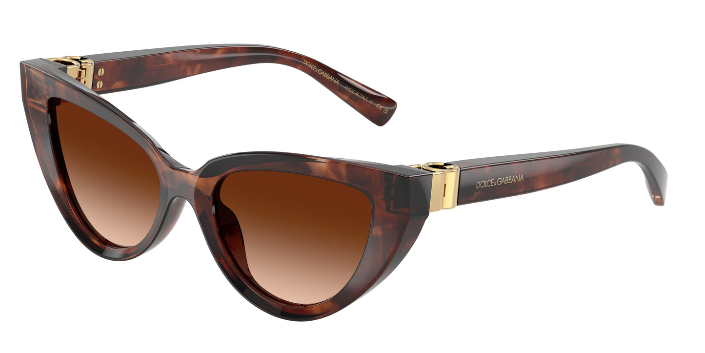 DOLCE & GABBANA DG4497 Cat Eye Sunglasses  322274-Dark Red Havana 52-140-18 - Color Map Red