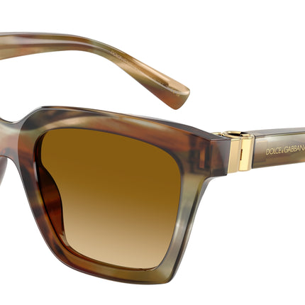 DOLCE & GABBANA DG4498 Square Sunglasses  34462L-Striped Ochre 55-140-20 - Color Map Brown