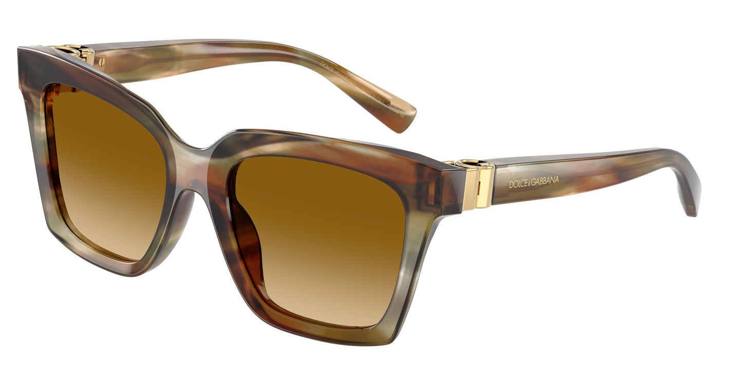DOLCE & GABBANA DG4498 Square Sunglasses  34462L-Striped Ochre 55-140-20 - Color Map Brown