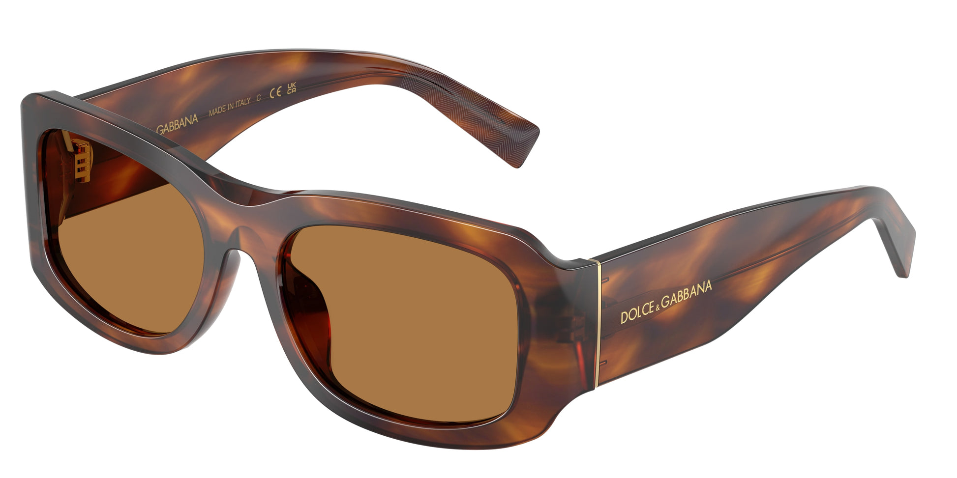 DOLCE & GABBANA DG4503 Rectangle Sunglasses  306373-Striped Brown 57-140-19 - Color Map Tortoise