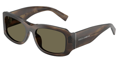 DOLCE & GABBANA DG4503 Rectangle Sunglasses  3200/3-Striped Tobacco 57-140-19 - Color Map Brown