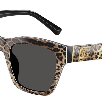 DOLCE & GABBANA DG4512 Square Sunglasses  316387-Leo Brown On Black 53-145-20 - Color Map Brown