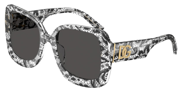 DOLCE & GABBANA DG4513 Square Sunglasses  328787-Black Lace 55-145-21 - Color Map Black