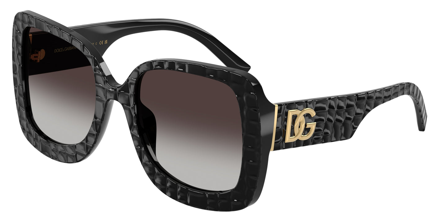 DOLCE & GABBANA DG4513 Square Sunglasses  32888G-Black Texture Cocco 55-145-21 - Color Map Black