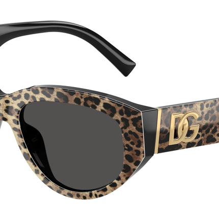 DOLCE & GABBANA DG4514 Cat Eye Sunglasses  316387-Leo Brown On Black 55-145-17 - Color Map Brown