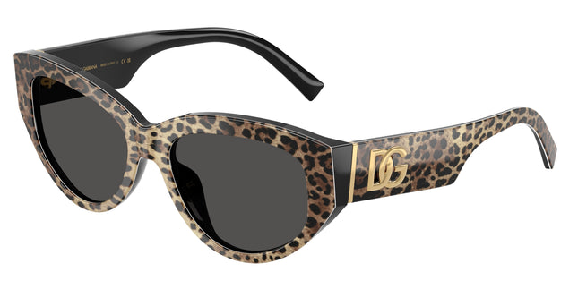 DOLCE & GABBANA DG4514 Cat Eye Sunglasses  316387-Leo Brown On Black 55-145-17 - Color Map Brown