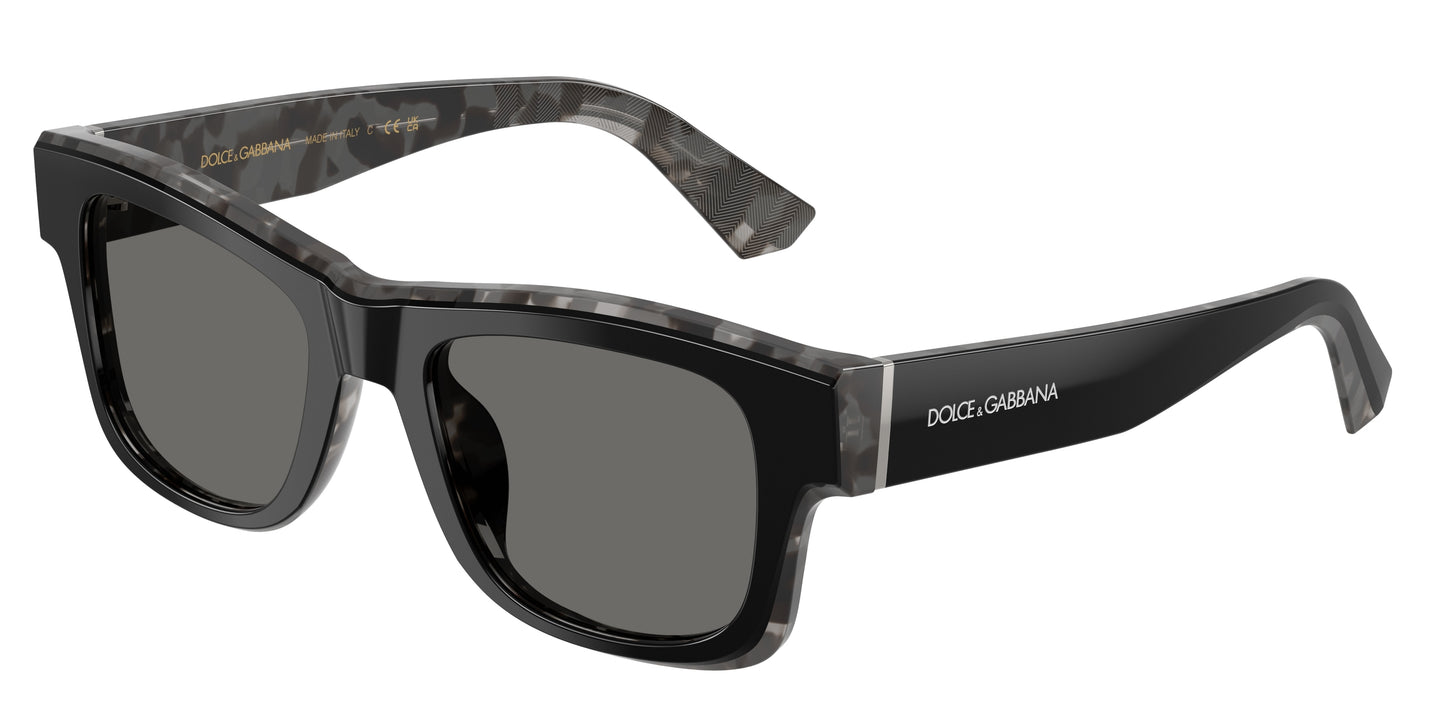 DOLCE & GABBANA DG4515 Square Sunglasses  3403/1-Black On Grey Havana 52-145-20 - Color Map Black