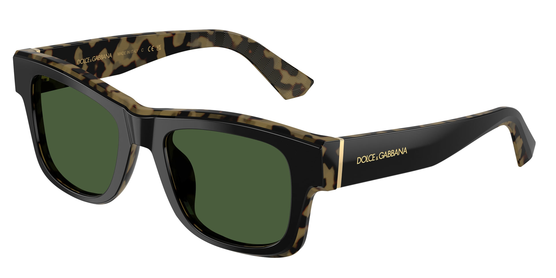 DOLCE & GABBANA DG4515 Square Sunglasses  340471-Black On Yellow Havana 52-145-20 - Color Map Black