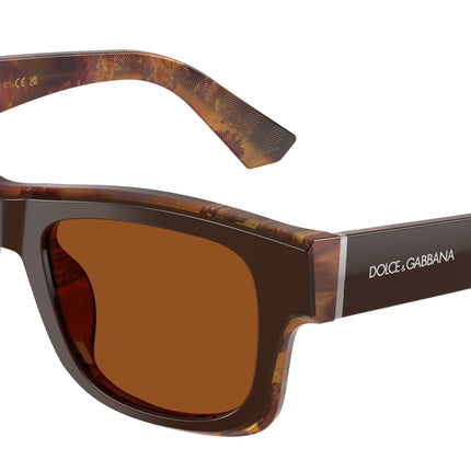 DOLCE & GABBANA DG4515 Square Sunglasses  345673-Top Brown/Pearl Gold/Brown 52-145-20 - Color Map Brown
