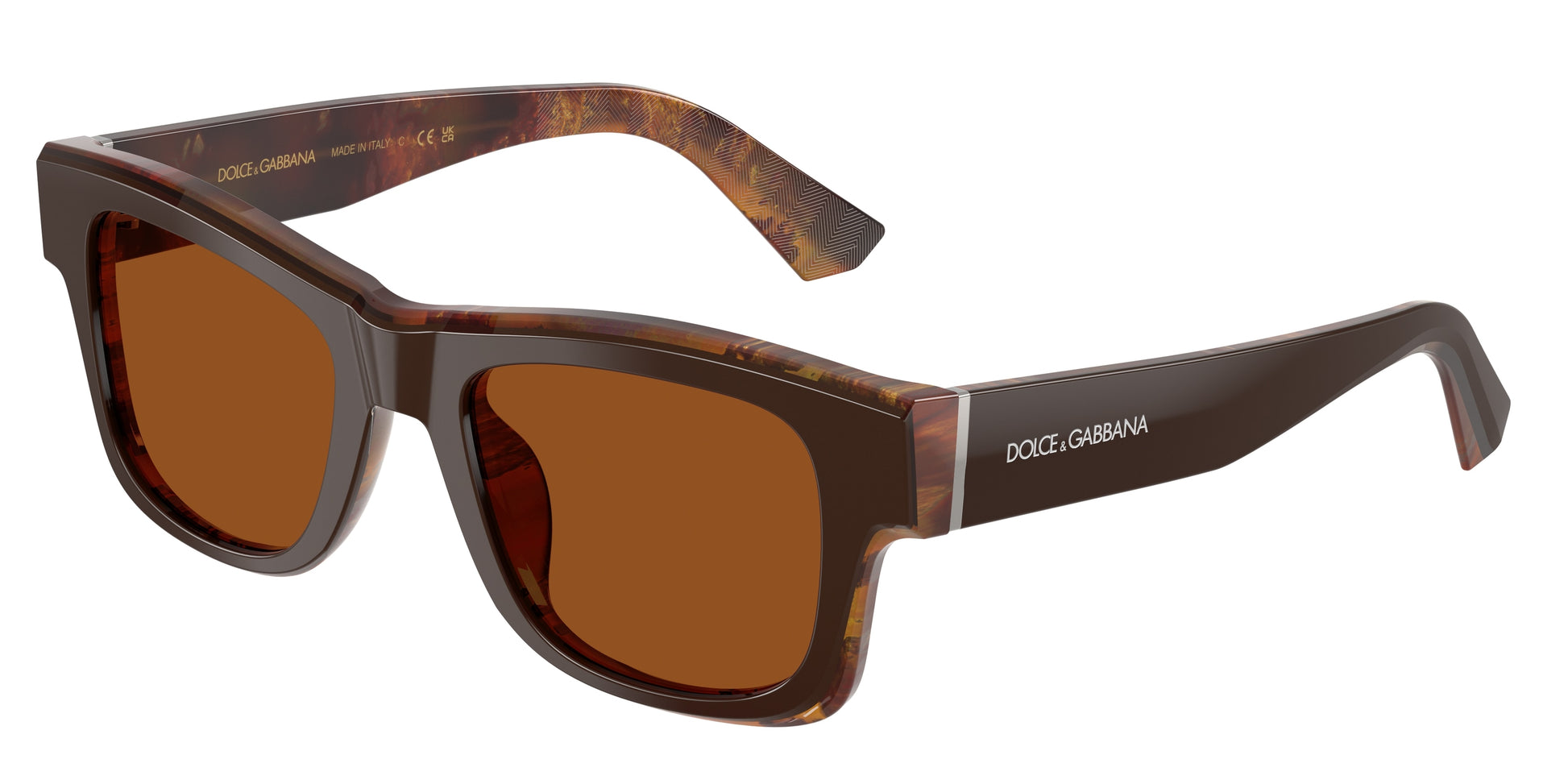 DOLCE & GABBANA DG4515 Square Sunglasses  345673-Top Brown/Pearl Gold/Brown 52-145-20 - Color Map Brown