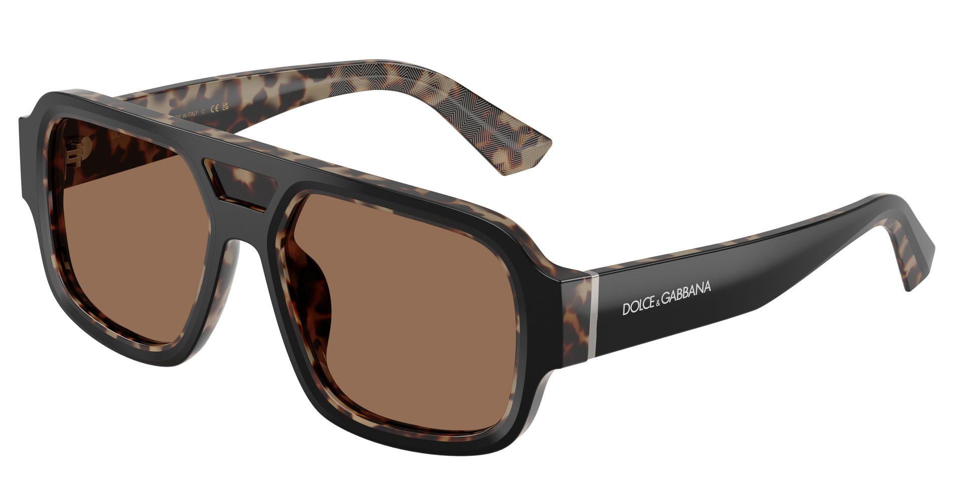 DOLCE & GABBANA DG4516 Square Sunglasses  341773-Black On Red Havana 55-145-18 - Color Map Black